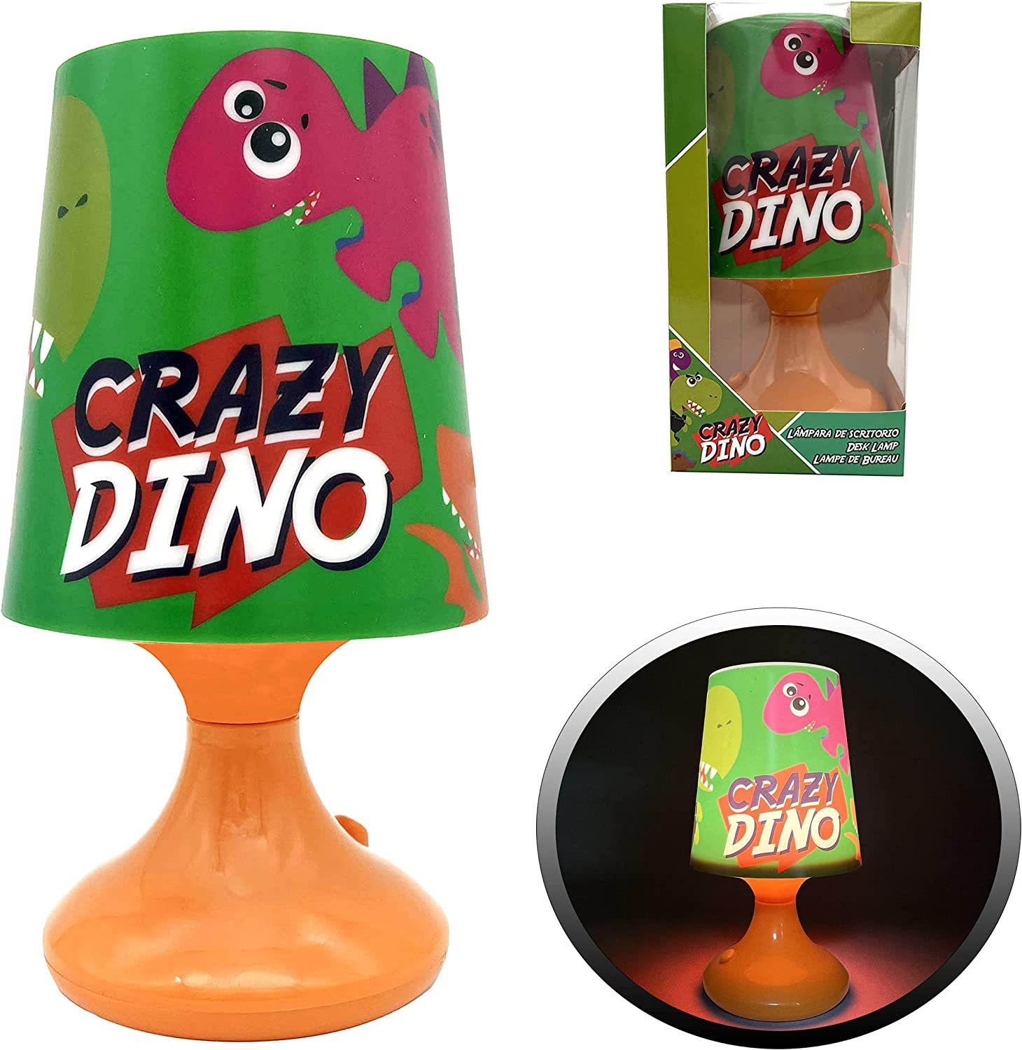 Luce Lampada Crazy Dino Dinosauri Comodino a Batterie Confezione Regalo - Kl10791