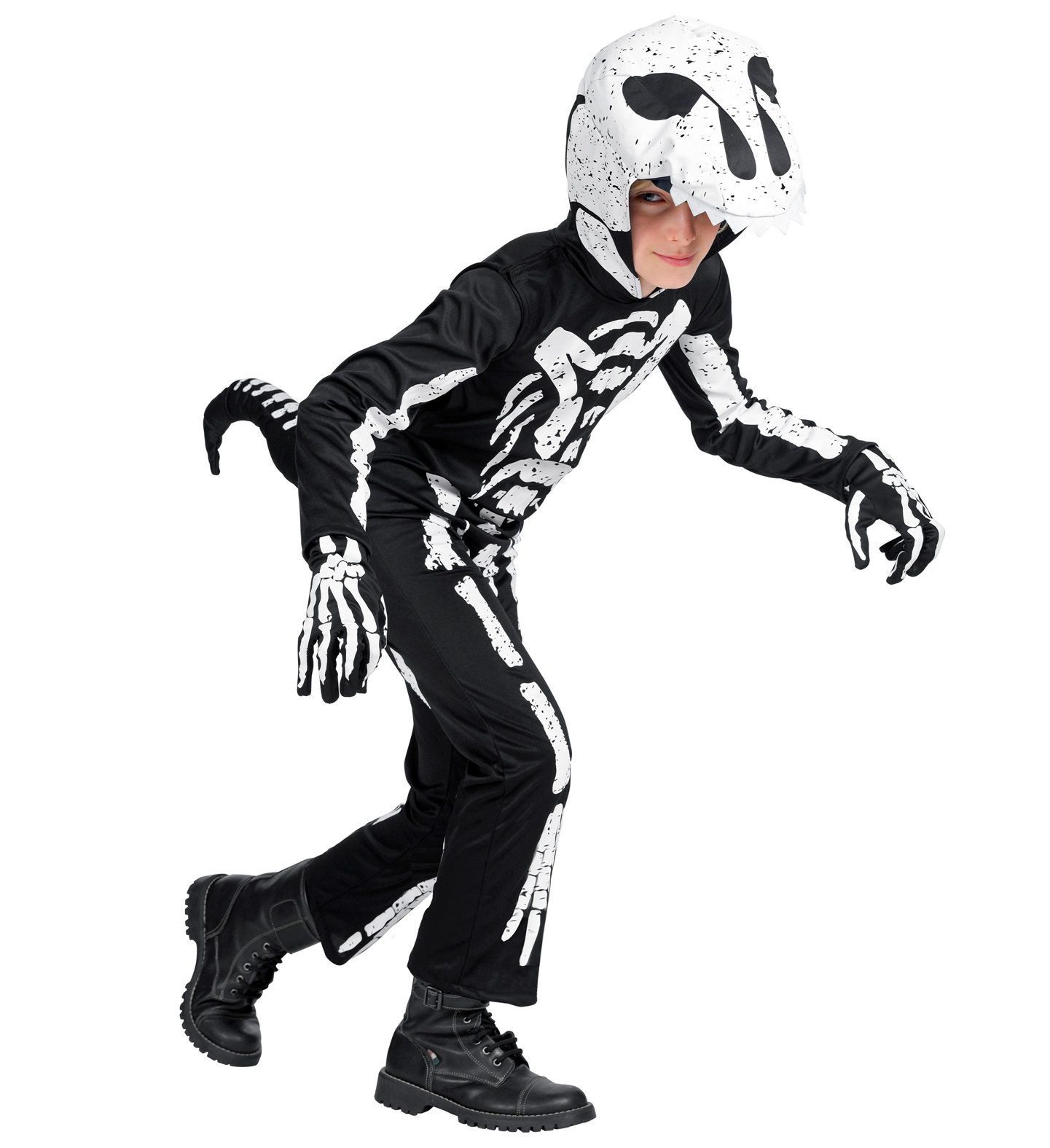 Costume Vestito Abito Travestimento Carnevale Halloween Scheletro T-Rex Bambino - 0190