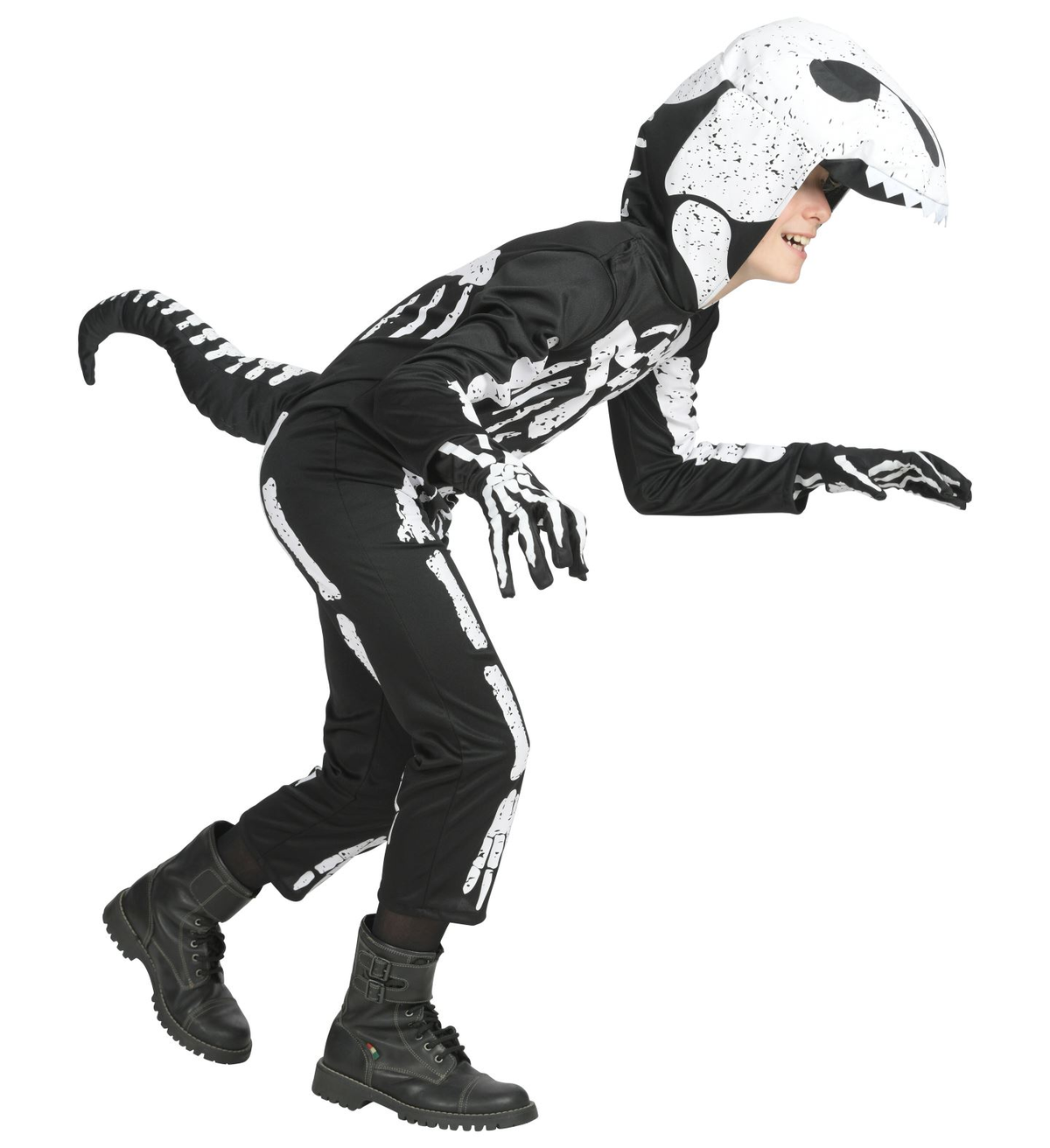 Costume Vestito Abito Travestimento Carnevale Halloween Scheletro T-Rex Bambino - 0190