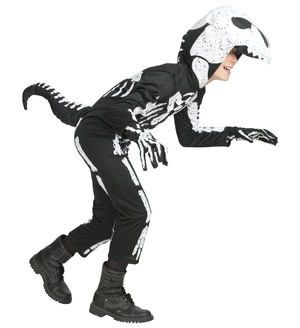 Costume Carnevale + Accessori Scheletro T-Rex Costume Guanti Travestimento Halloween Bambino 11/13 Anni - 0190+34275
