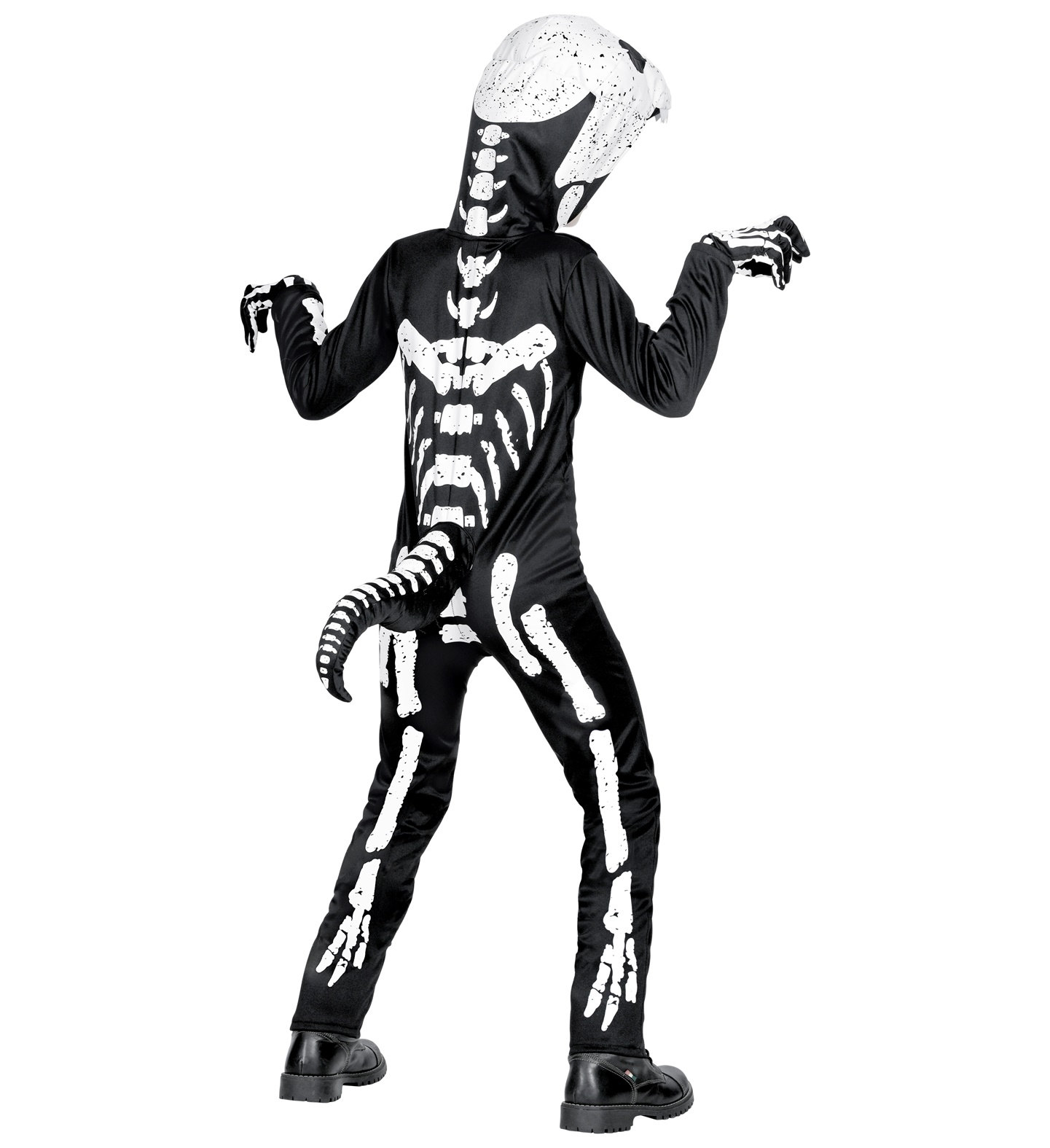 Costume Carnevale + Accessori Scheletro T-Rex Costume Guanti Travestimento Halloween Bambino 4/7 Anni - 0190+34275