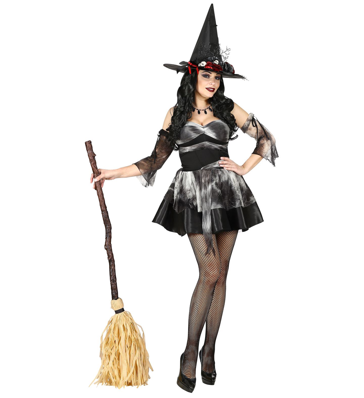 Scopa da Strega Storta 125 CM Abbatibile Accessori Halloween Carnevale - 03231