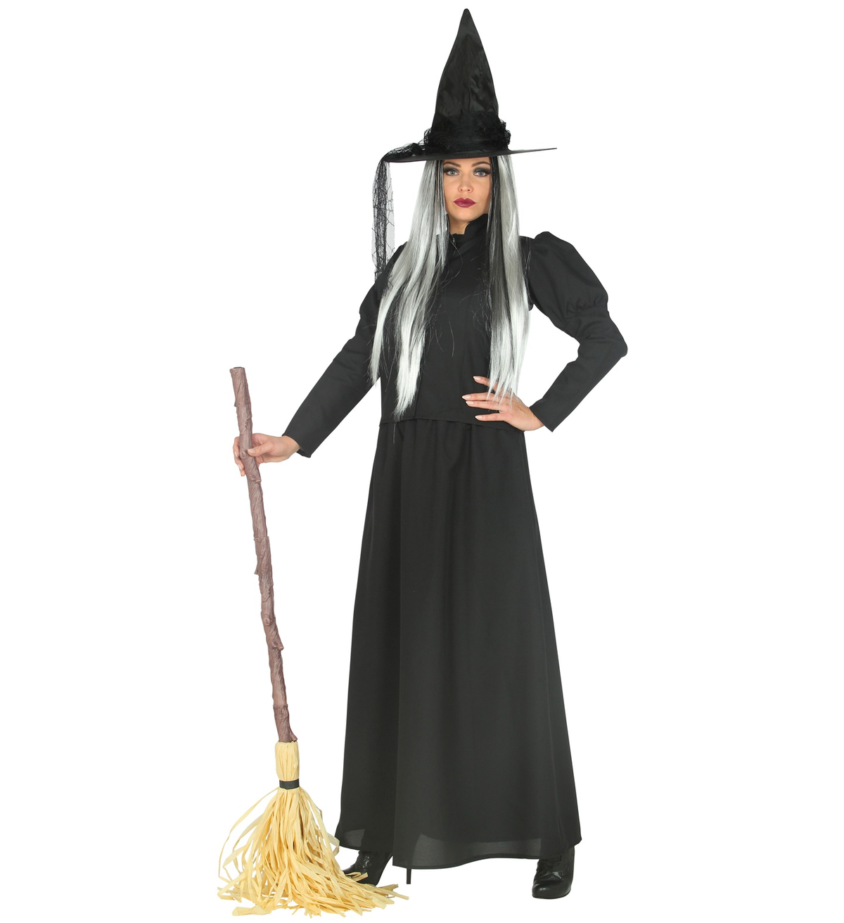 Scopa da Strega Storta 125 CM Abbatibile Accessori Halloween Carnevale - 03231