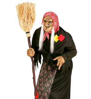 Scopa da Strega Storta 125 CM Abbatibile Accessori Halloween Carnevale - 03231