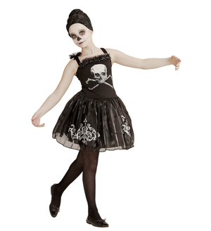 Costume Vestito Abito Travestimento Carnevale Halloween Bambina Skullerina Scheletro Ballerina - 0547