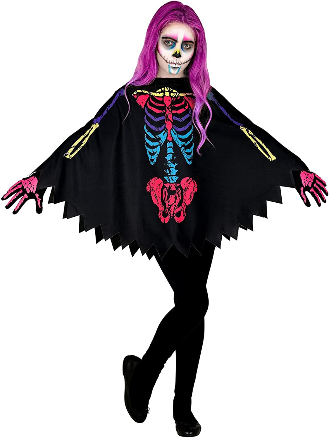 Costume Vestito Abito Travestimento Carnevale Halloween Scheletro Colorato Taglia Unica - 48144