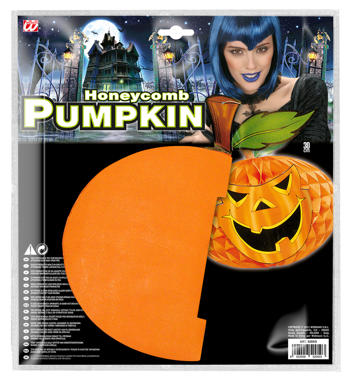 Decorazione in Carta Globo a Nido D'ape Zucca Ø 30 CM Festa Halloween Accessori - 5205g