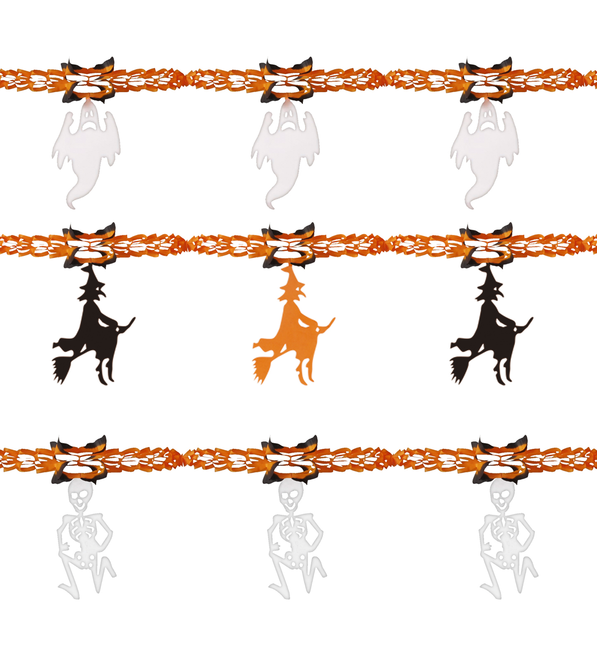 Decorazioni in Carta Festoni Assortiti in 3 Modelli 3 Metri Festa Halloween Accessori - 5217a