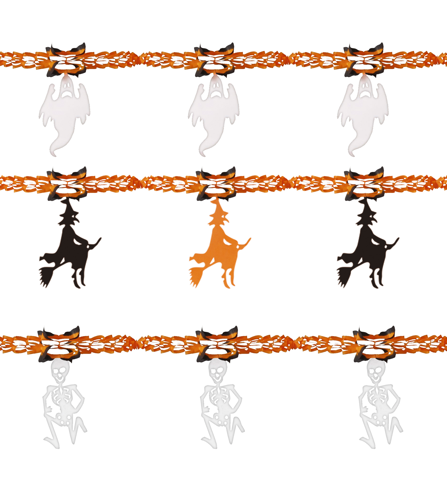 Decorazioni in Carta Festoni Assortiti in 3 Modelli 3 Metri Festa Halloween Accessori - 5217a