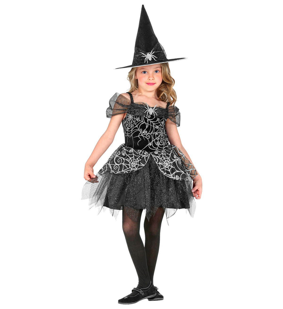 Vestito Carnevale + Accessori Witch Vestito Cappello Scopa Halloween Bambina 2/3 Anni - 9734+03231