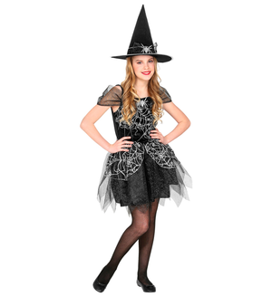 Vestito Carnevale + Accessori Witch Vestito Cappello Scopa Halloween Bambina 2/3 Anni - 9734+03231
