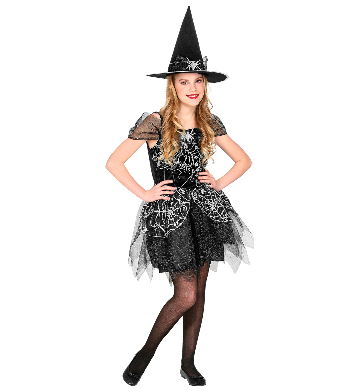 Vestito Carnevale + Accessori Witch Vestito Cappello Scopa Halloween Bambina 2/3 Anni - 9734+03231
