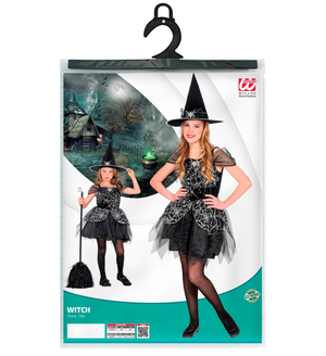 Vestito Carnevale + Accessori Witch Vestito Cappello Scopa Halloween Bambina 2/3 Anni - 9734+03231