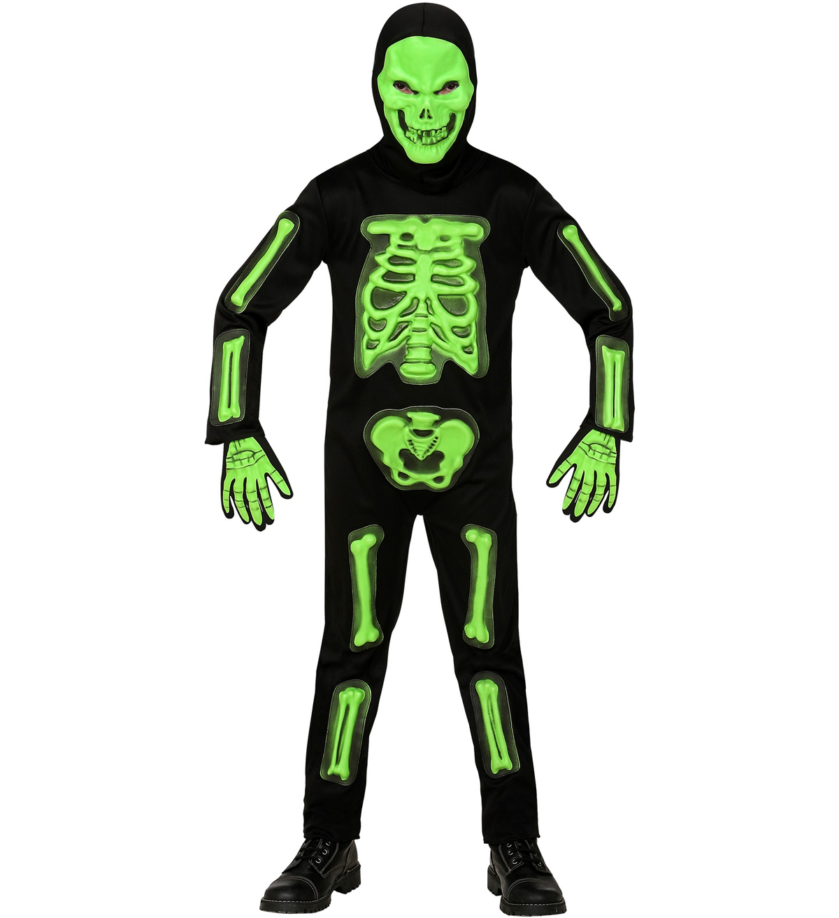 Costume Vestito Abito Travestimento Carnevale Halloween Scheletro 3d Bambino - 9821