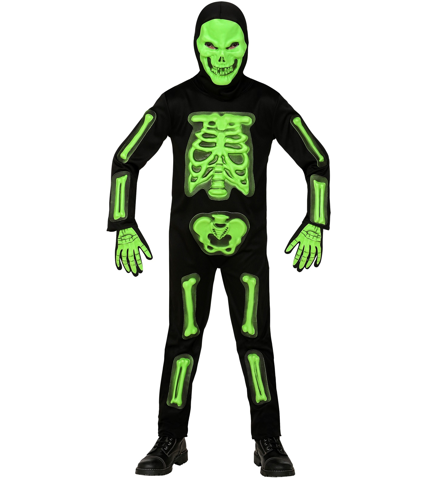 Costume Vestito Abito Travestimento Carnevale Halloween Scheletro 3d Bambino - 9821