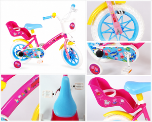 Bicicletta Peppa Pig 12" Età 3/4 Anni con Rotelle - 34593