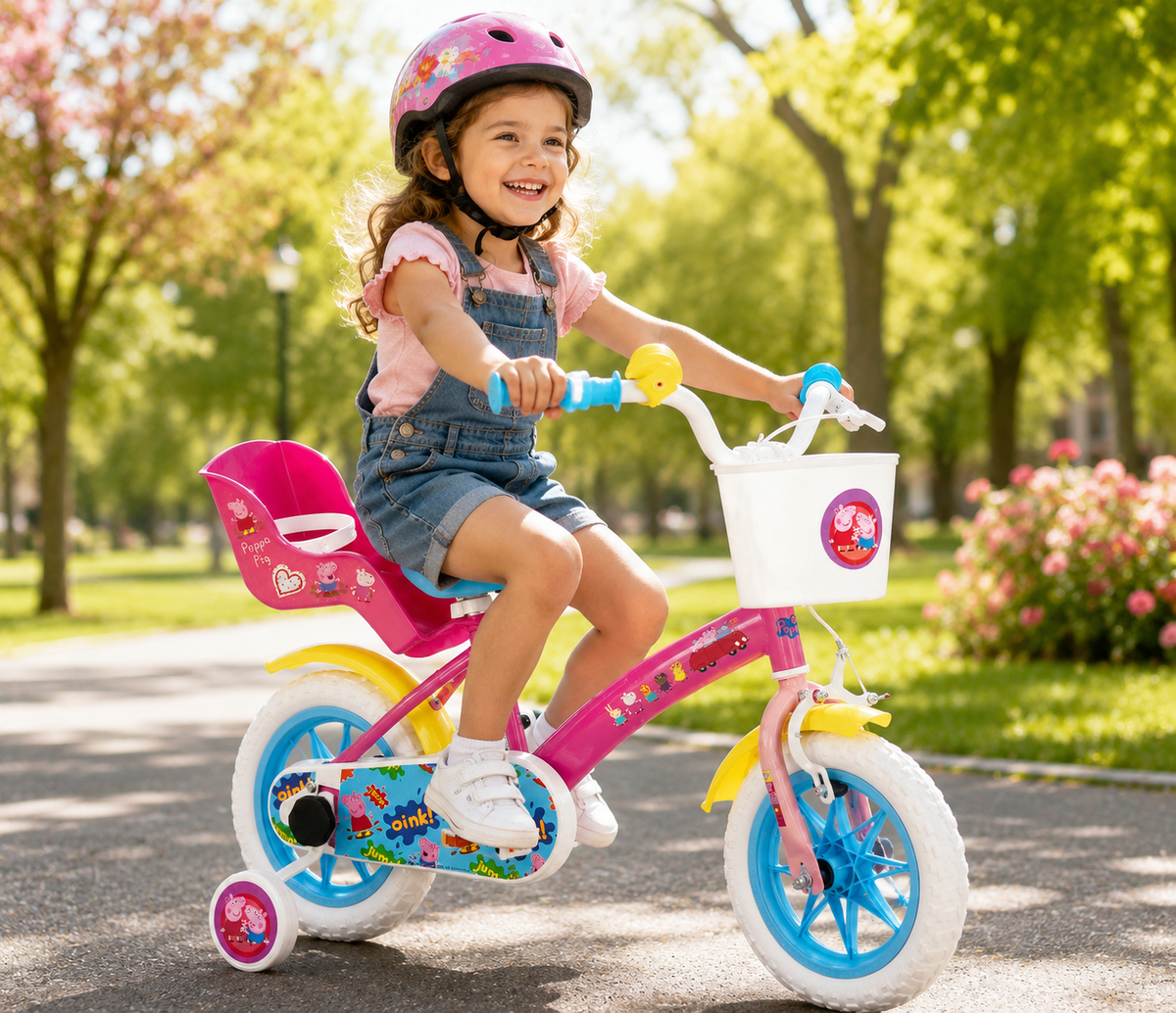 Bicicletta Peppa Pig 12" Età 3/4 Anni con Rotelle - 34593