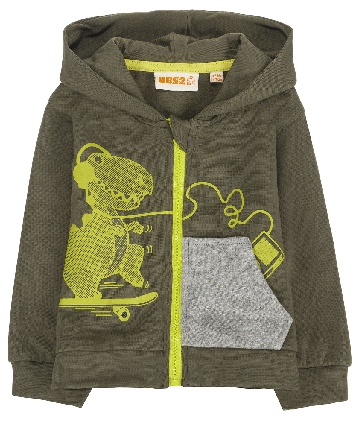 Felpa con Zip e Cappuccio Bambino Neonato Ubs2 100% Cotone Organico - H229641