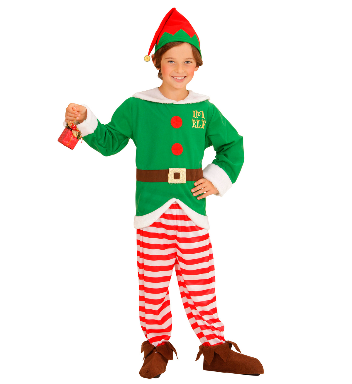 Costume Vestito Abito Travestimento Carnevale Natale Elfo 1/6 Anni