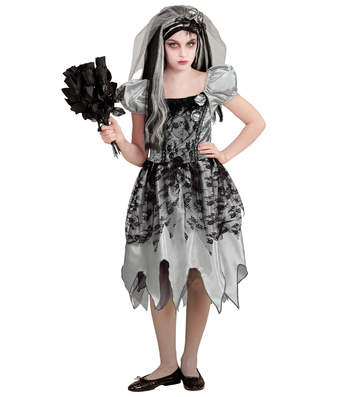 Costume Vestito Abito Travestimento Carnevale Halloween Bambina Sposa Spettrale - 0546