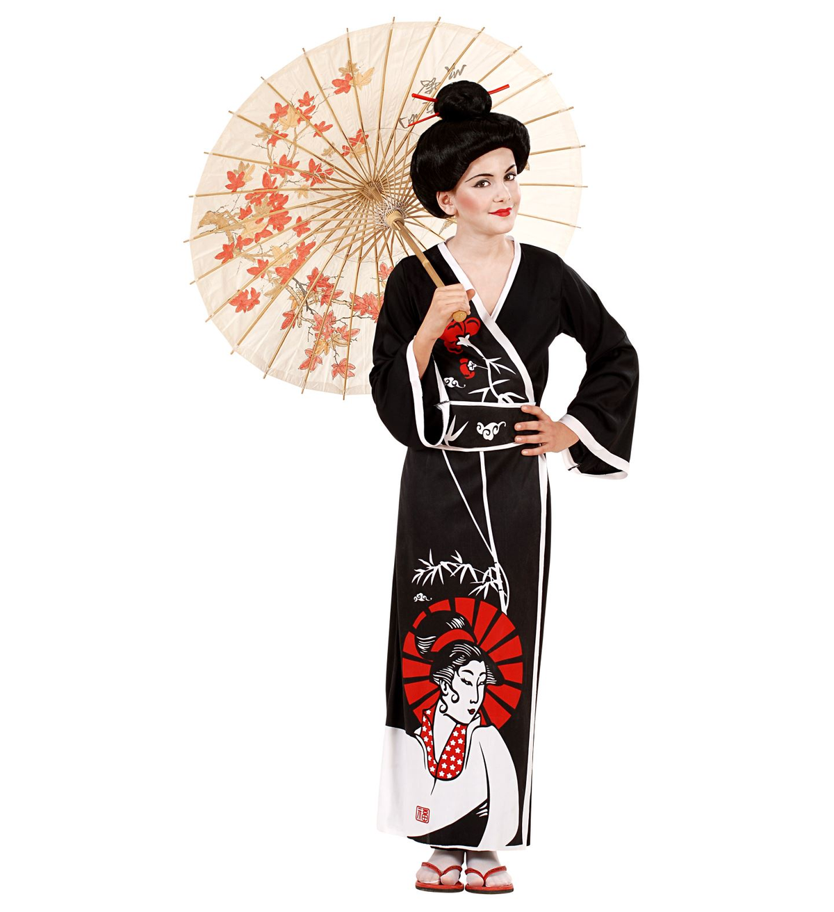 Costume Vestito Abito Travestimento Carnevale Geisha Bambina - 5736