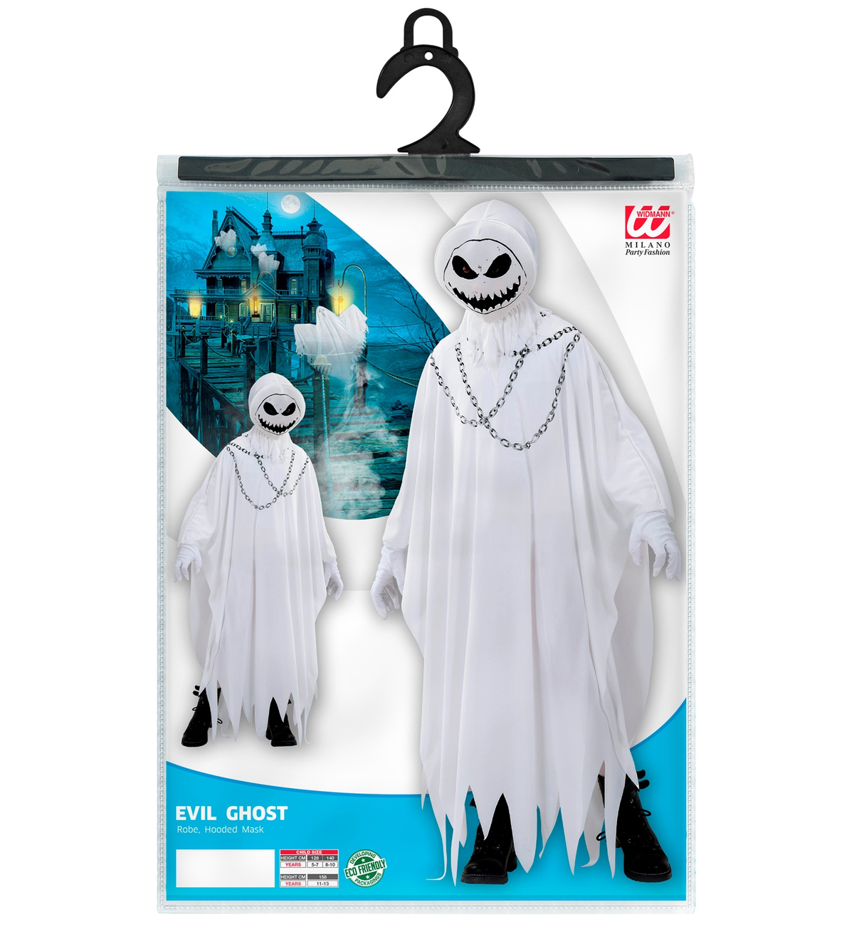 Costume Vestito Abito Travestimento Carnevale Halloween Fantasma Maligno Bambino - 7462