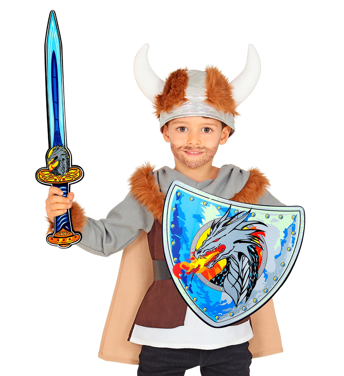Set Spada e Scudo Vichingo in Spugna Accessori per Abito Vestito Carnevale Bambino - 97306