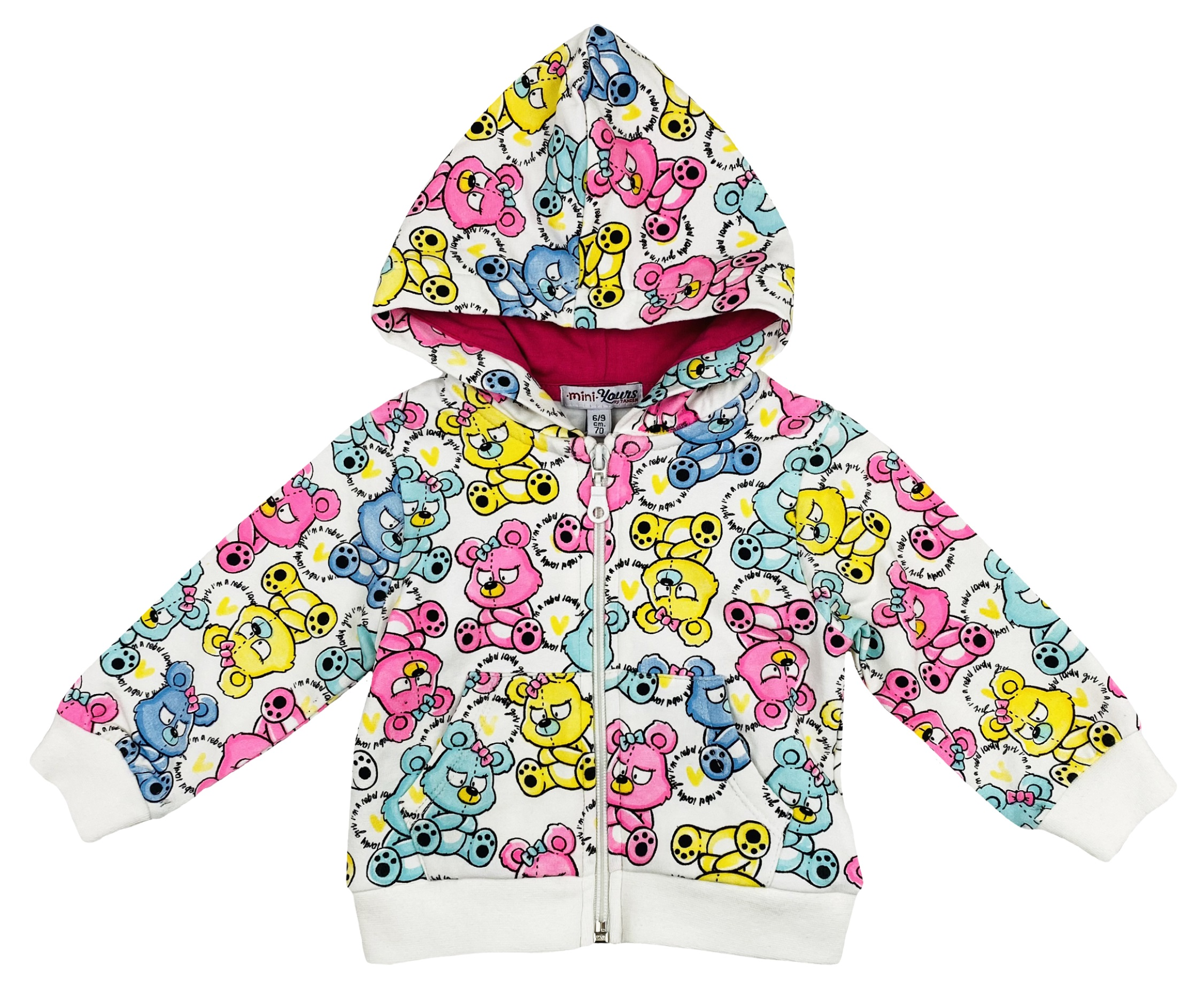 Felpa con Zip e Cappuccio Yours Baby Neonata 95% Co 5% Ea - Ay5104