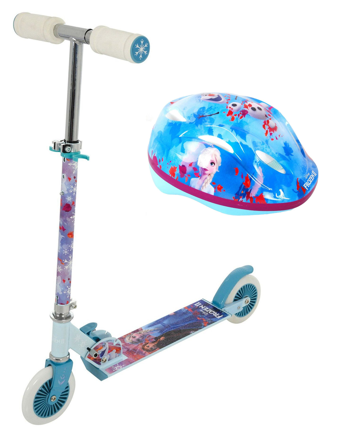 Monopattino con Casco Protettivo Frozen Ii DISNEY 2 Ruote Manubrio Regolabile - 34793+34358