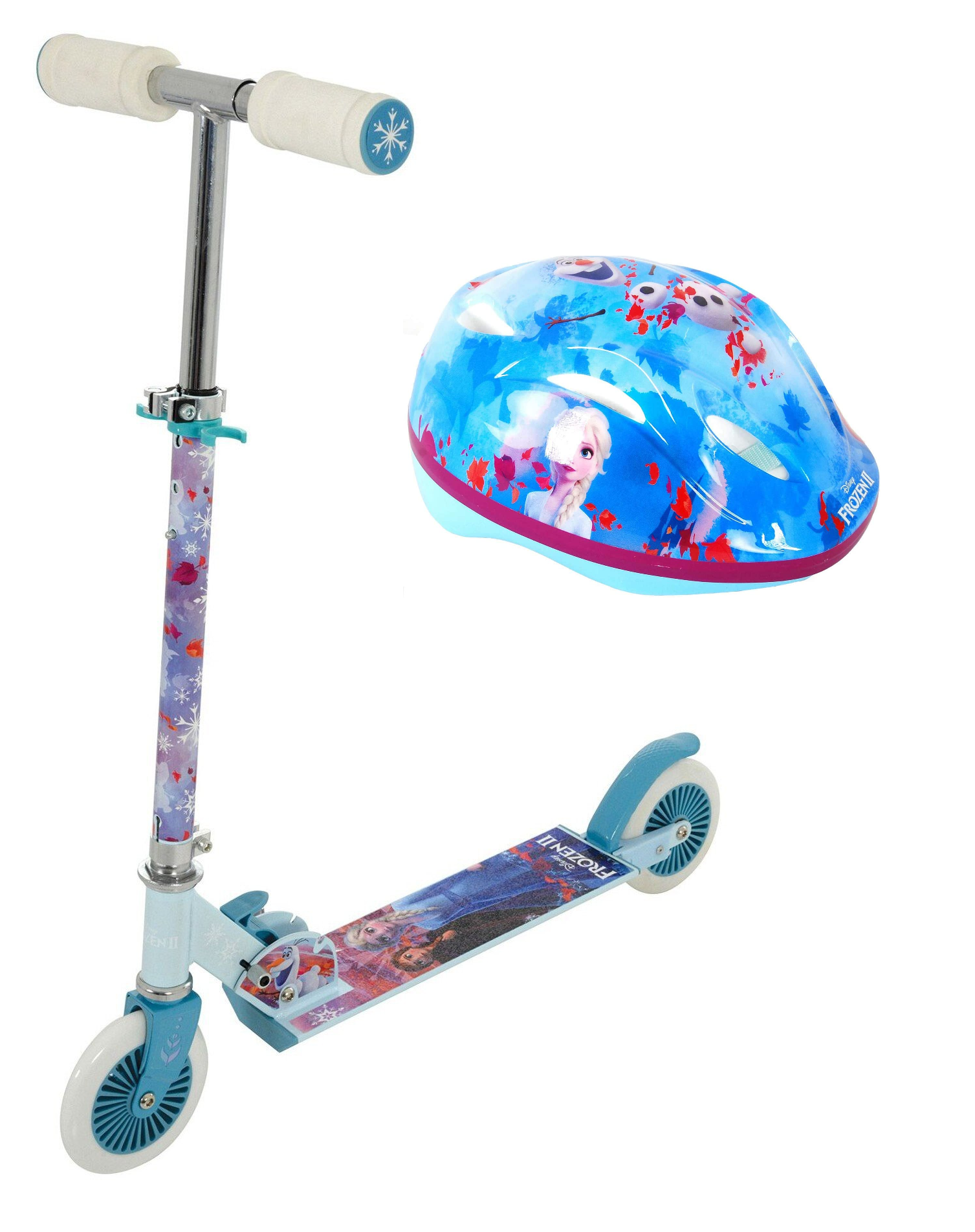 Monopattino con Casco Protettivo Frozen Ii DISNEY 2 Ruote Manubrio Regolabile - 34793+34358