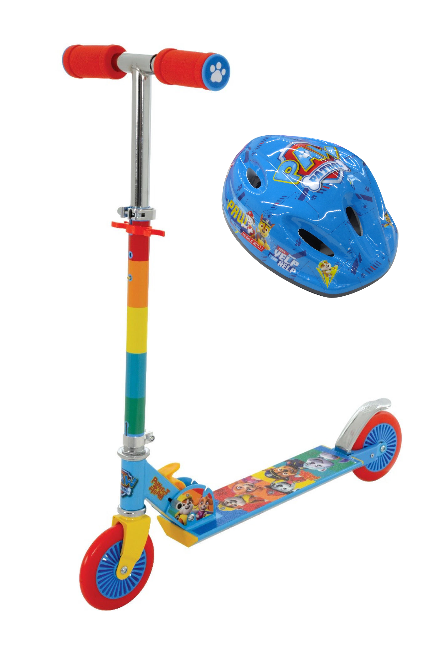 Monopattino con Casco Protettivo Paw Patrol 2 Ruote Manubrio Regolabile -  34795+32956