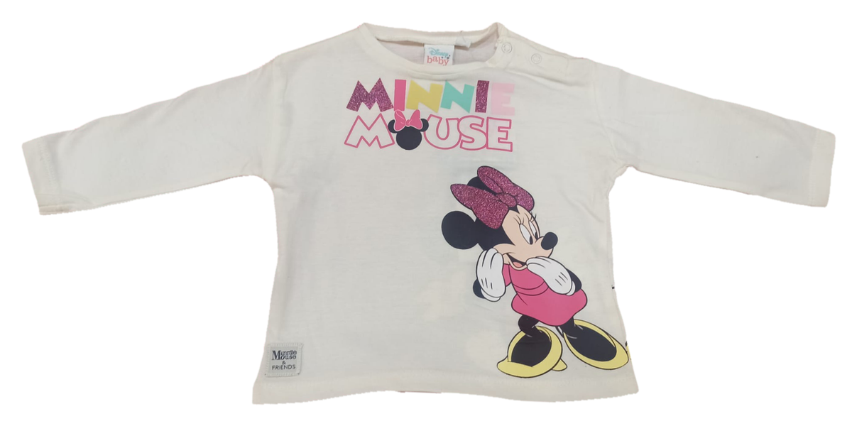 T-Shirt M.l. Minnie Mouse DISNEY Maglietta Neonata Sun City - Vh0004bianco