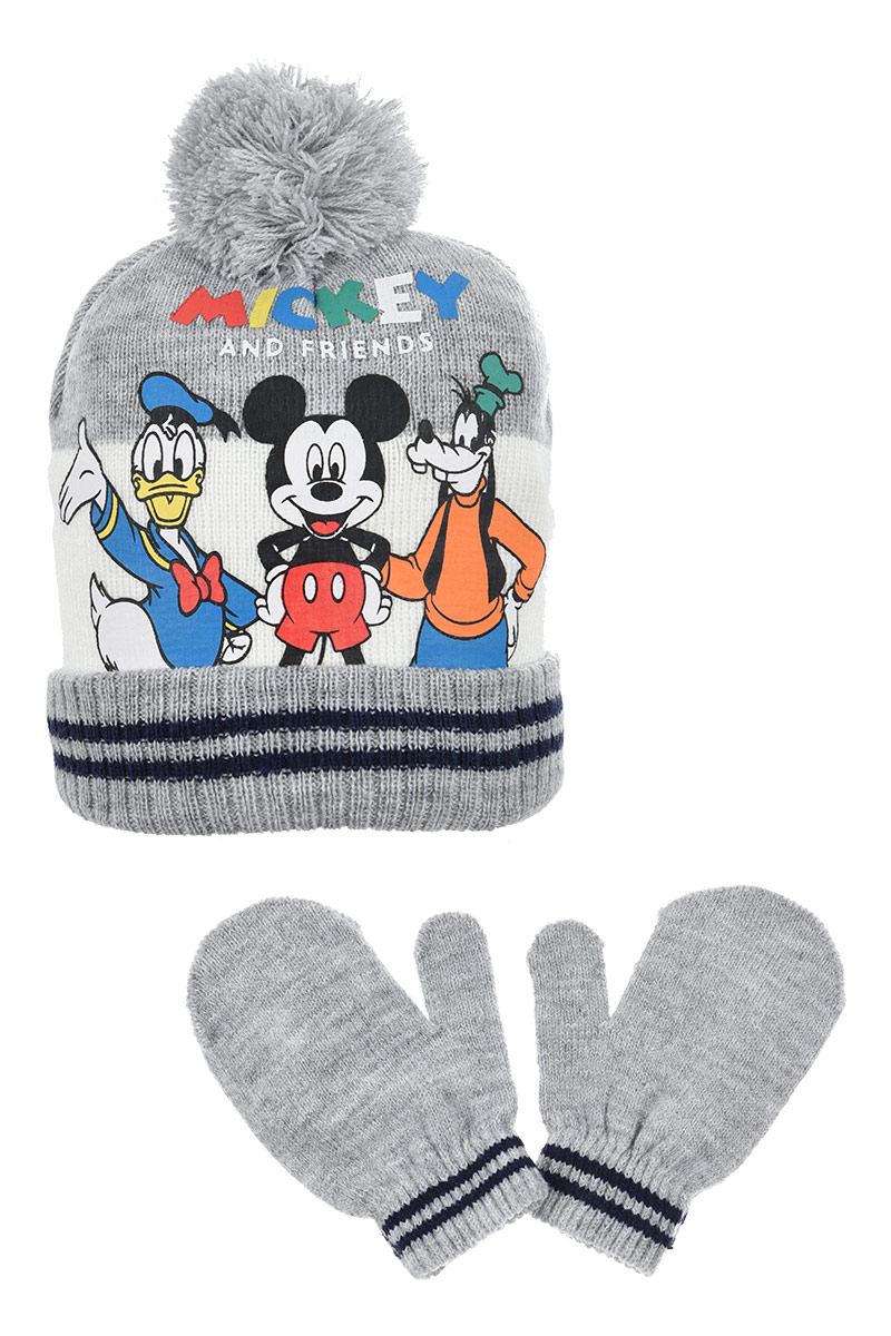 Set Cappello e Guanti Mickey Mouse DISNEY Topolino Neonato Sun City - Vh4022grigio