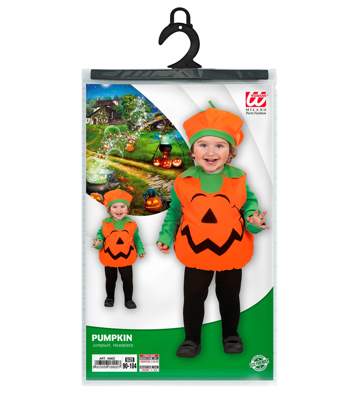 Costume Travestimento Carnevale Zucca Costume e Copricapo 1/3 Anni Halloween - 1890z