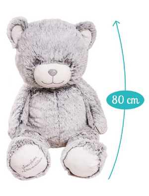 Peluche Gigante Orso Grigio Gaston Morbido Pupazzo 80 CM - 16554