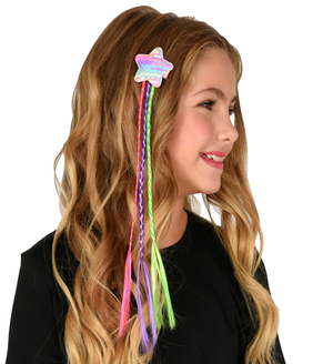 Extension Capelli 3 Trecce Colorate Pinza con Applicazione Stella Paillettata - 03005