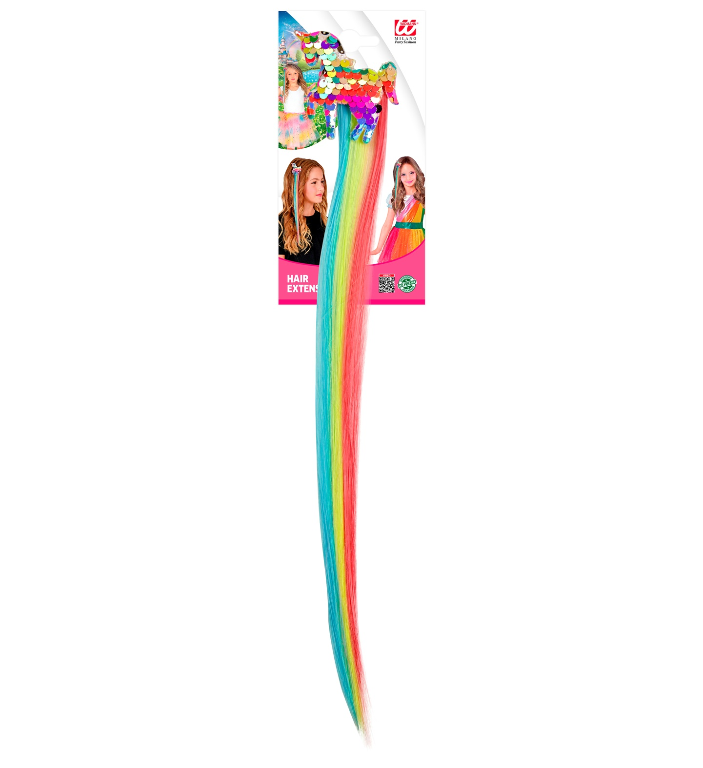 Extension Capelli Colorate Pinza con Applicazione Unicorno Paillettato - 03006