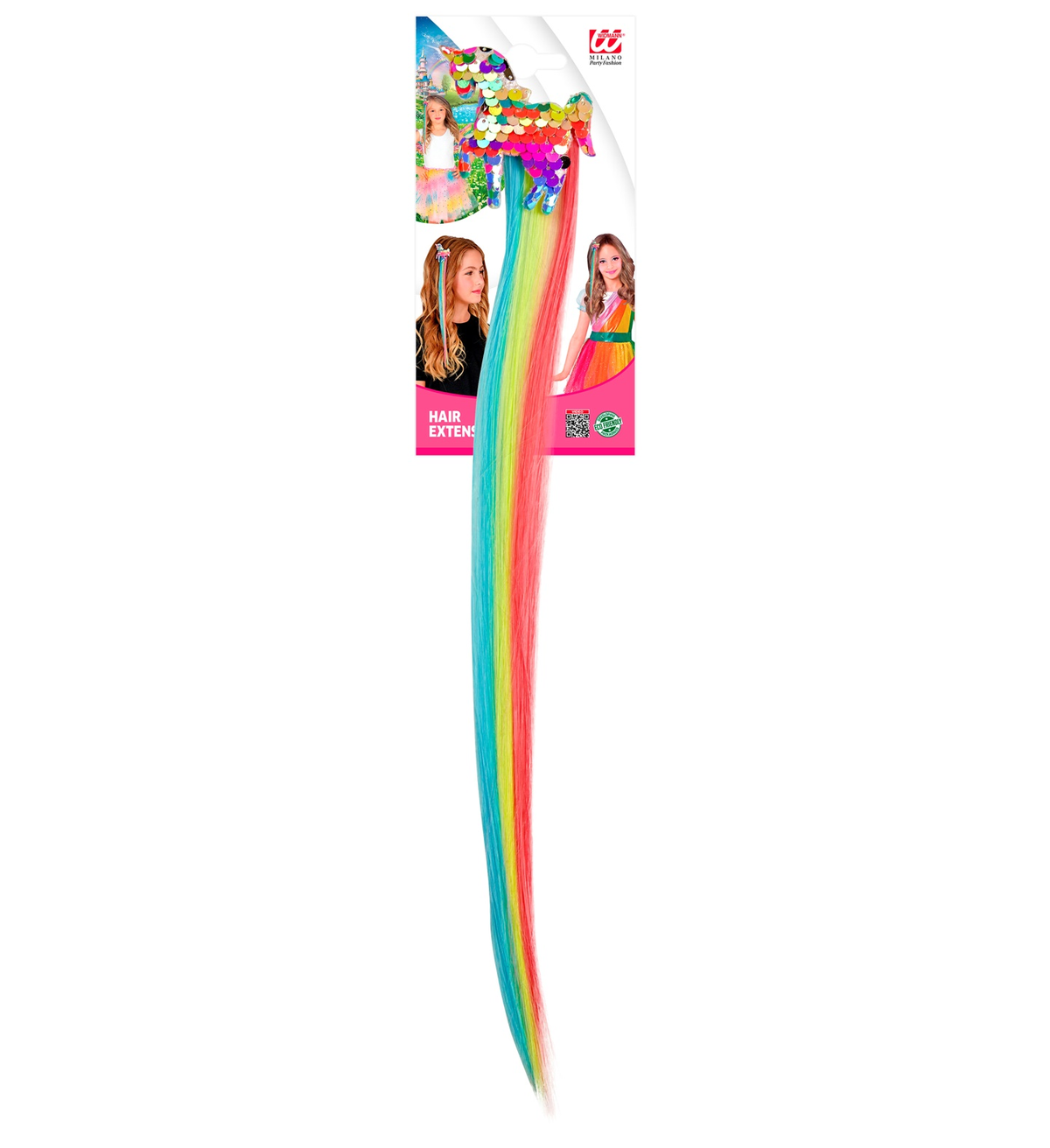Extension Capelli Colorate Pinza con Applicazione Unicorno Paillettato - 03006