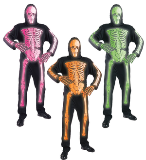 Costume Vestito Abito Travestimento Carnevale Halloween Scheletro Neon Bambino - 3344