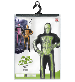 Costume Vestito Abito Travestimento Carnevale Halloween Scheletro Neon Bambino - 3344