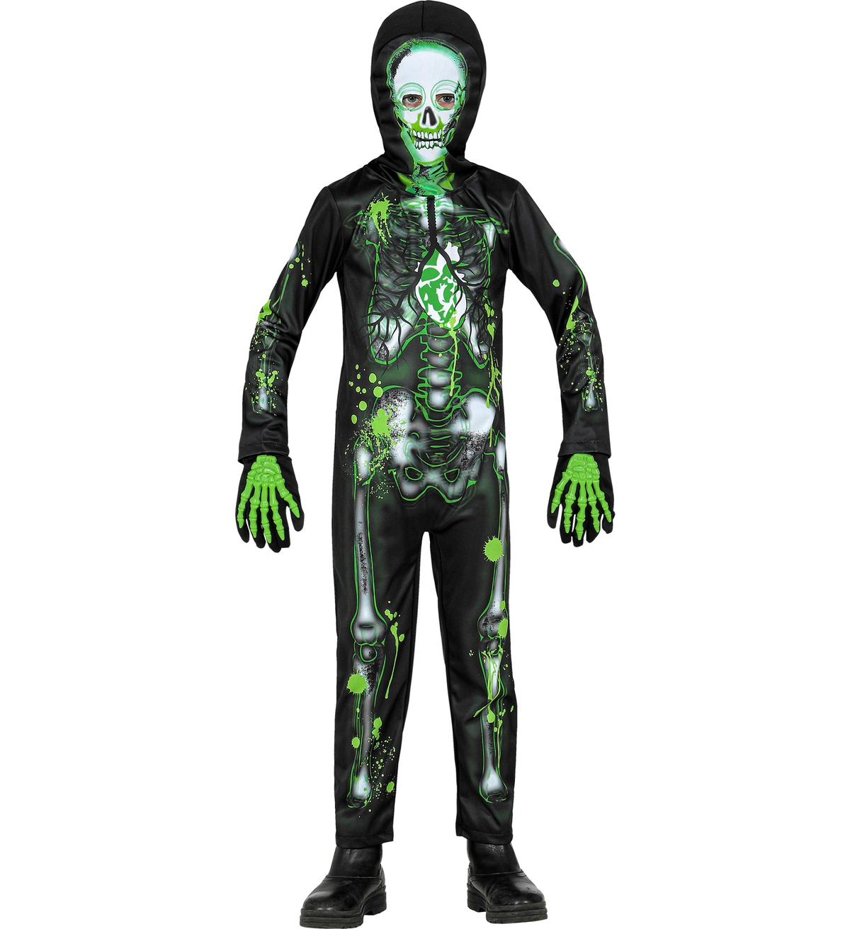 Costume Vestito Abito Travestimento Carnevale Halloween Scheletro Tossico Bambino - 9826
