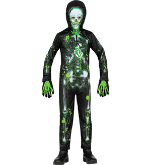 Costume Vestito Abito Travestimento Carnevale Halloween Scheletro Tossico Bambino - 9826