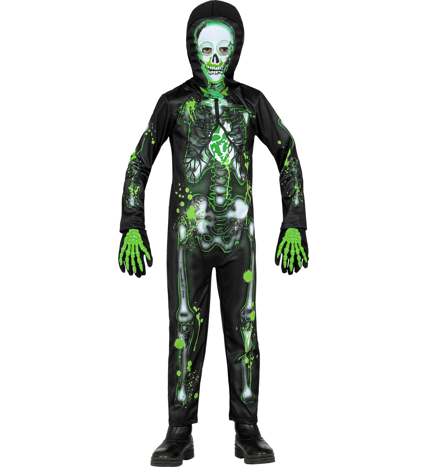 Costume Vestito Abito Travestimento Carnevale Halloween Scheletro Tossico Bambino - 9826
