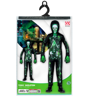 Costume Vestito Abito Travestimento Carnevale Halloween Scheletro Tossico Bambino - 9826