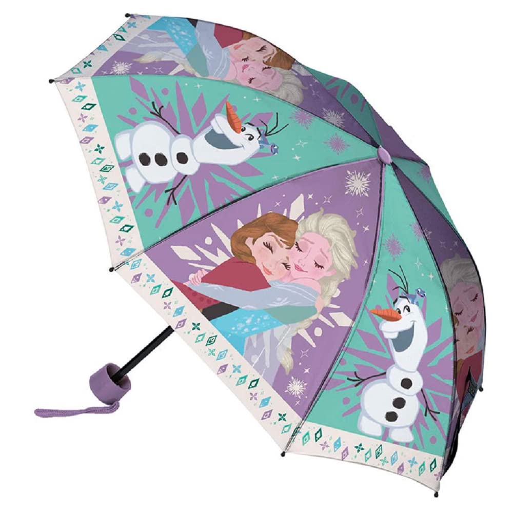 Ombrello Pieghevole Frozen Ii DISNEY Elsa Anna 8 Raggi Bambina - D04587mc