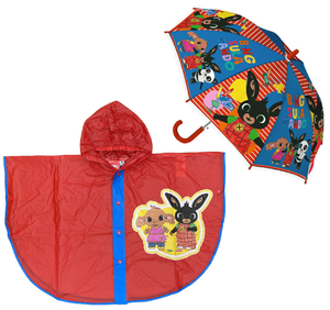 Set Pioggia Mantellina + Ombrello Bing e Sula 7/8 Anni Bambino - Q04600mc+q04598mc