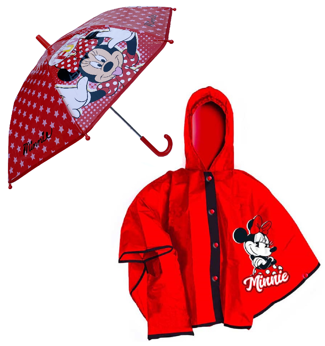 Set Pioggia Mantellina + Ombrello Minnie DISNEY 5/6 Anni Bambina - D01003mc+d04531mc