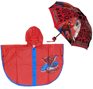 Set Pioggia Mantellina + Ombrello Pieghevole Spiderman MARVEL 3/4 Anni Bambino - M04609mc+m02502mc