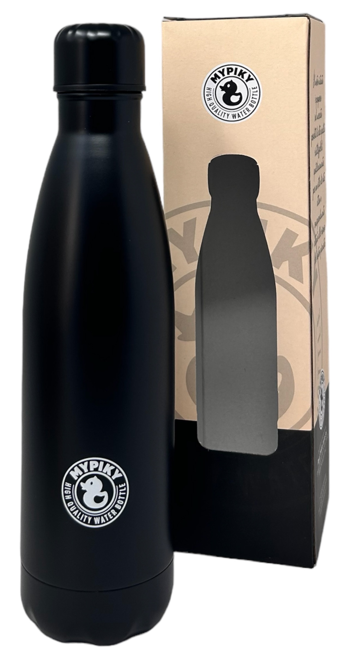Bottiglia in Acciaio Inox 18/10 Thermos Doppia Parete - Beccuccio Stile Pet  500 Ml. Nero Opaco - Mp01nr