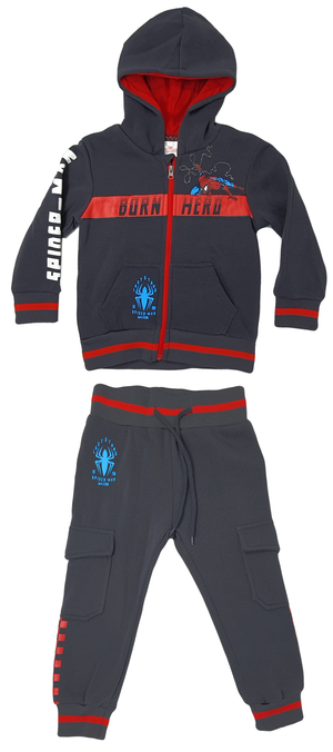 Tuta Felpa con Zip e Cappuccio Pantalone Spiderman MARVEL Bambino Sun City - Vh1159grigio